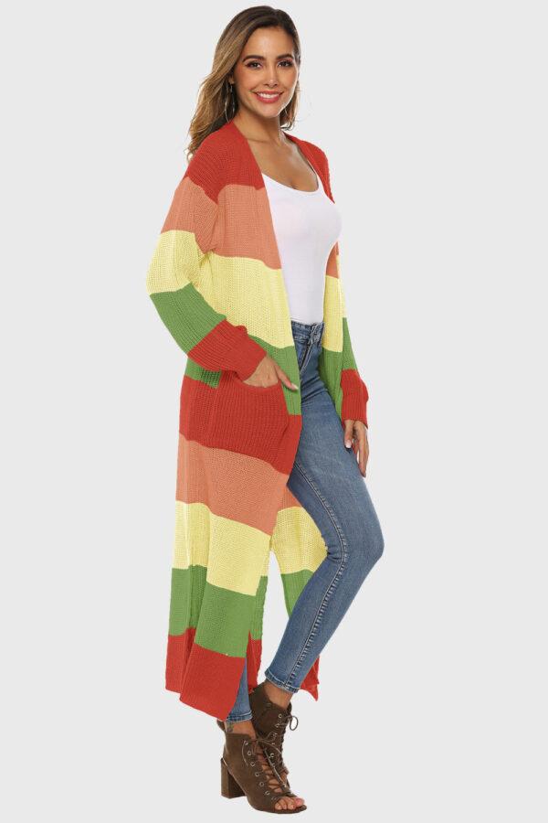 Color Block Long Sleeve Pocketed Cardigan - Image 3